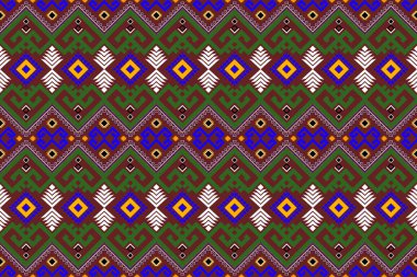 Multicolor abstract tribal seamless pattern Aztec  geometric art. Ethnic pink black textile on white background design for wallpaper cushions clothing and fabric. Vector embroidery 