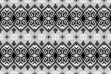 Grey seamless vintage geometric pattern. fabric texture. Ethnic tribal motifs. Blue, yellow, red and purple colors. Vector illustration design for background, carpet, wallpaper, wrapping, batik, fabric.