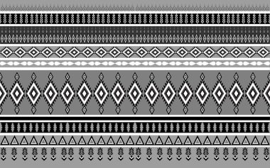 Siyah ve beyaz kabile desenli. Etnik vektör elementi Aztek dokusu. Geometrik Navajo monokrom arka planı. Kumaş tekstil duvar kağıdı seramikleri için tasarlanmış. El yapımı yatay çizgiler. 
