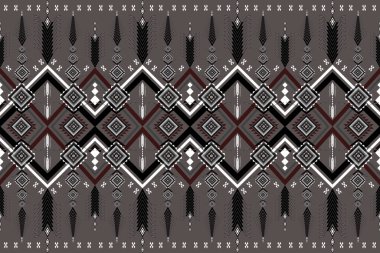 Siyah ve beyaz kabilelerin kusursuz desenleri. Etnik geometrik Soyut Aztek Navajo çizgileri ve gri arka planda çizgiler. Batik Sarong İpek Duvar Kağıdı Perdesi için doku kumaşı baskı tasarımı