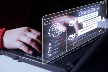 DeepSeek web sitesi iPhone ekranında görünüyor. DeepSeek, DeepSeek-V2 ve DeepSeek-Coder gibi LLM 'leri geliştirmesiyle bilinen bir Çin yapay zeka şirketidir. Delhi 27 Ocak 2025
