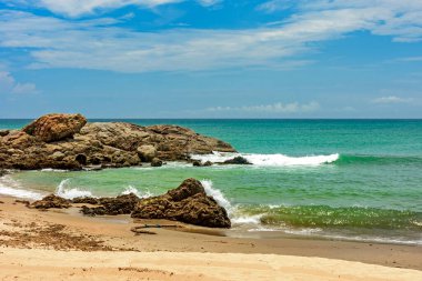 Paradise beach and its waters and waves on the coast of the city of Salvador in Bahia in the northeast region of Brazil