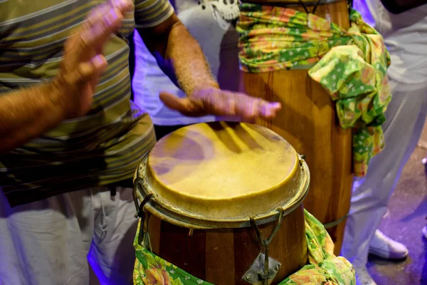 Bębny Ręczne Zwane Atabaque Brazylii Używane Podczas Typowej Ceremonii Umbanda — Zdjęcie stockowe