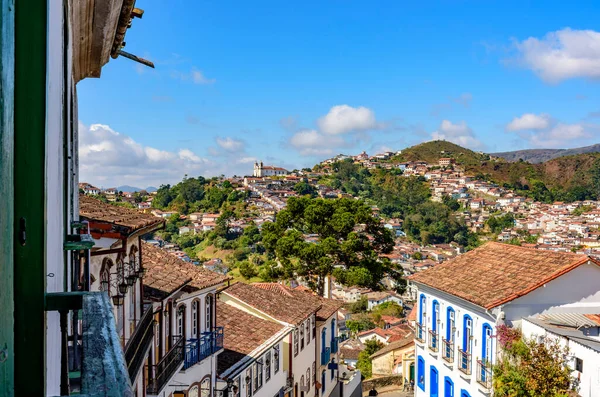 Vista Histórica Ciudad Ouro Preto Con Sus Iglesias Colinas Antiguas —  Fotos de Stock