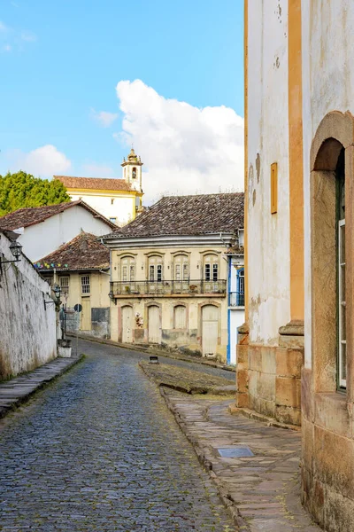 Rues Pavées Entre Églises Baroques Historiques Maisons Style Colonial Dans — Photo
