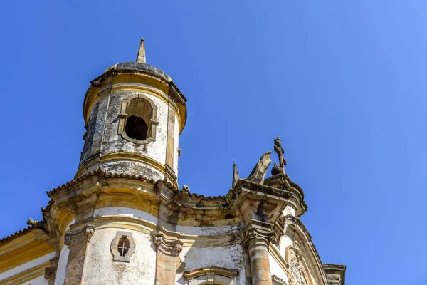 Toren Gevel Van Een Historische Barokke Kerk Stad Ouro Preto — Stockfoto