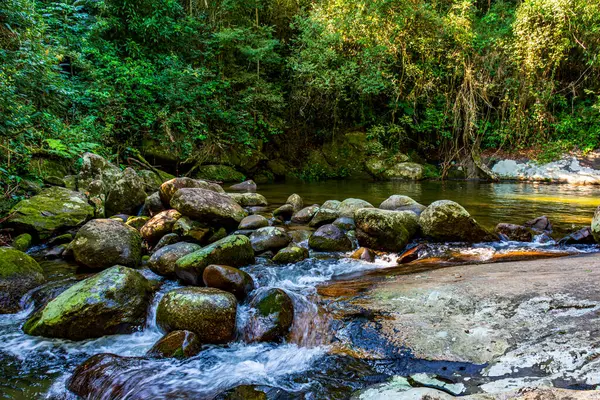 stock image Waterfall between rocks in the rainforest of Ilhabela on the north coast of Sao Paulo