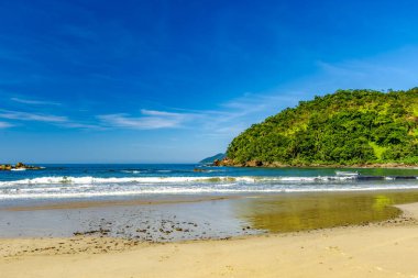 Sao Paulo 'nun kuzey kıyısındaki Ilhabela adasında vahşi Castelhanos plajı.