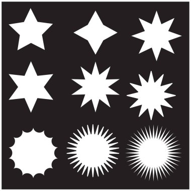 çeşitli yuvarlak ve yıldız kare şekilleri