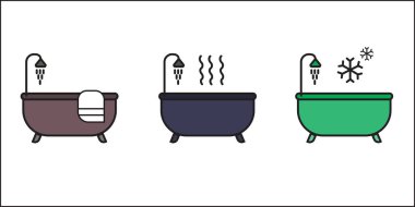 Üç renkli küvet duş simgesi