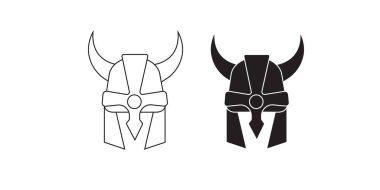 Viking miğferi ikon vektörü. Beyaz arka planda izole edilmiş tarih koleksiyonundan modaya uygun düz Viking başlık simgesi. Vektör illüstrasyonu web ve mobil grafik tasarımı için kullanılabilir