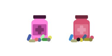 İlaç şişeleri ikon seti. Eczane, İlaç, İlaç...