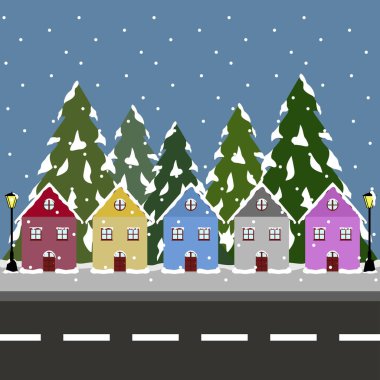 Karla kaplı güzel bir köy - Noel sahnesi