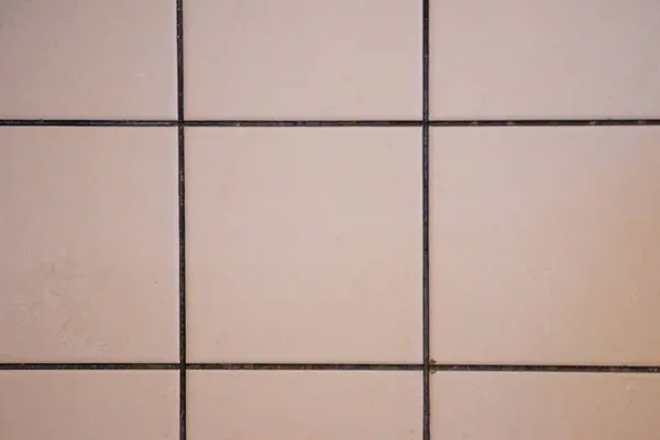 Bu resim koyu harç hatları olan krem renkli fayanslardan oluşan bir ızgara gösteriyor, geometrik desen oluşturuyor. Basitlik ve simetri temiz, modern bir estetik cazibe sunar. 
