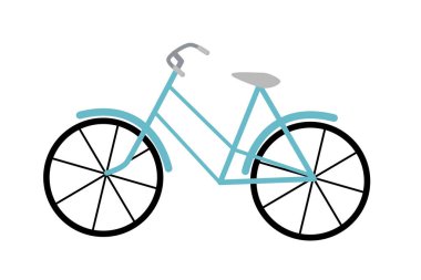 Mavi bir bisikletin minimalist vektör çizgileri ve renkleri, grafikler için idealdir..