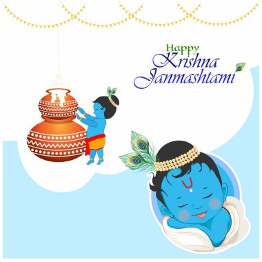 happy Krishna Janmashtami creative poster design with background clipart