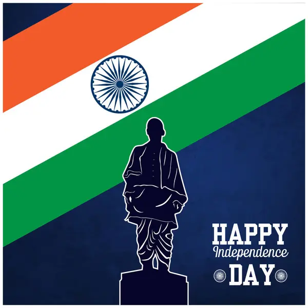 stock vector independence Day of India celebration poster design with Statue of Unity India