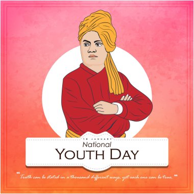 National youth day celebrated banner on 12th January clipart