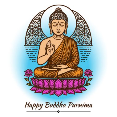 Mürekkep efektli Buddha Purnima posteri