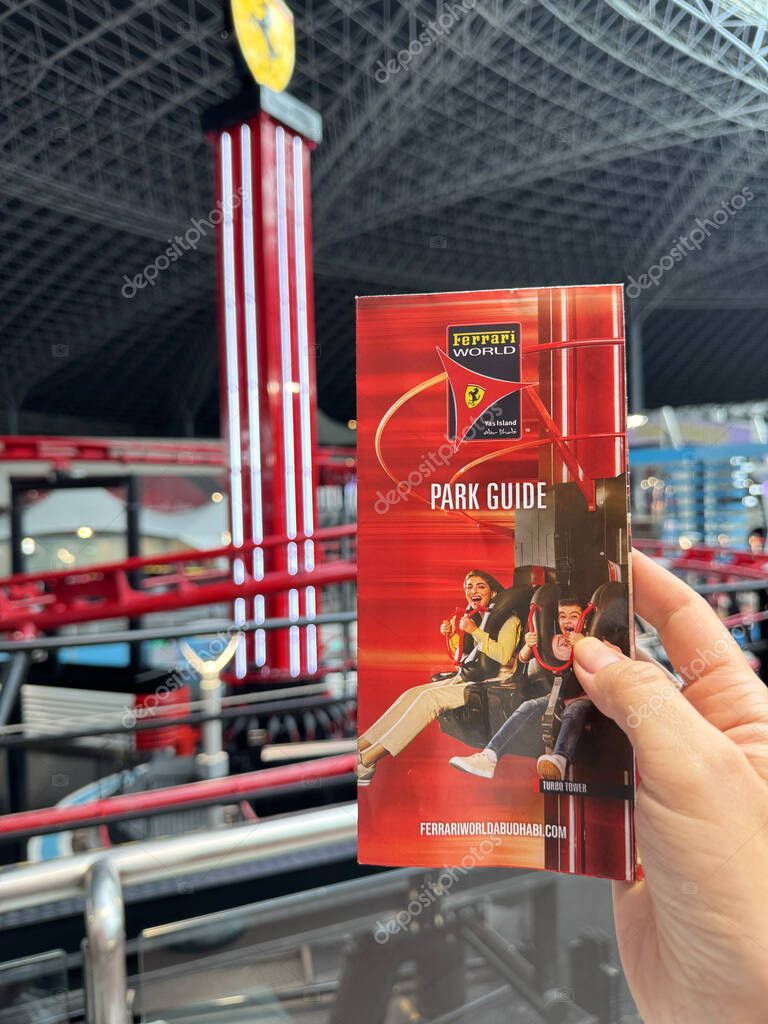 Abu Dhabi, United Arab Emirates - April 9, 2024: Ferrari World Theme Park in Abu Dhabi. High quality photo