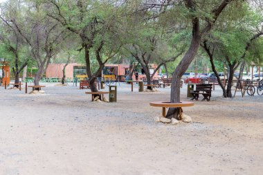 Dubai, Birleşik Arap Emirlikleri - 20 Mart 2024: Mushrif Park, Dubai, BAE girişindeki dinlenme alanı. Yüksek kalite fotoğraf