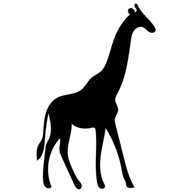 Bu temiz ve zarif zürafa silueti vektörü vahşi yaşam temalı tasarımlarınıza minimalizm katmak için mükemmel. Şık ve modern tasarımıyla bu çok yönlü zürafa silueti logolar, posterler ve tişörtler için idealdir..