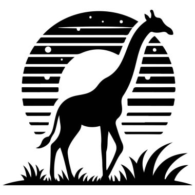 Bu güzel detaylı zürafa silueti karmaşık kabile şekilleri ve akasya ağaçları ve kuşlar dahil büyüleyici bir Afrika manzarasına sahiptir. Dairesel tasarım savananın özünü çağrıştırıyor. Afrika vahşi yaşam temalı proje için mükemmel.