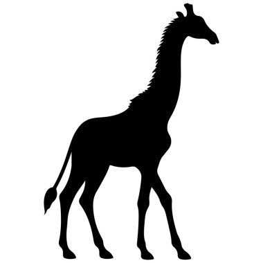 Bu temiz ve zarif zürafa silueti vektörü vahşi yaşam temalı tasarımlarınıza minimalizm katmak için mükemmel. Şık ve modern tasarımıyla bu çok yönlü zürafa silueti logolar, posterler ve tişörtler için idealdir..