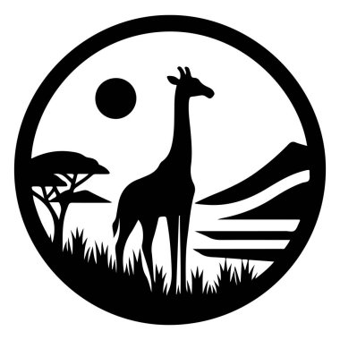 Bu güzel detaylı zürafa silueti karmaşık kabile şekilleri ve akasya ağaçları ve kuşlar dahil büyüleyici bir Afrika manzarasına sahiptir. Dairesel tasarım savananın özünü çağrıştırıyor. Afrika vahşi yaşam temalı proje için mükemmel.