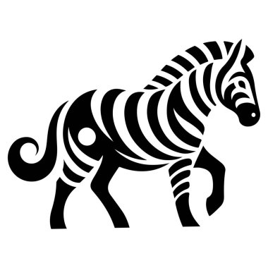 Göze çarpan bir kabile zebra vektör sanatı keşfedin. Siyah ve beyaz bir tasarımda karmaşık girdap şekilleri içeren. Dövmeler, duvar sanatı, logolar ve dijital illüstrasyonlar için mükemmel. Bu detaylı vahşi yaşam sanat eserleri doğaya özel bir dokunuş ekliyor.