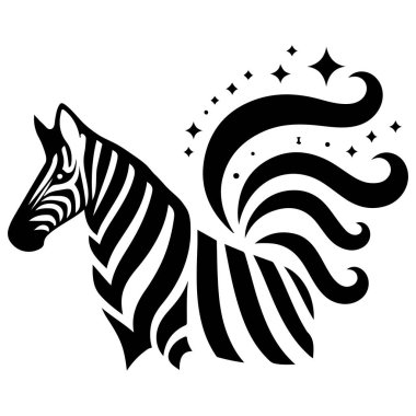 Bu eşsiz doğa esinlenilmiş zebra illüstrasyonunu keşfedin koyu siyah ve beyaz desenler yapraklı elementlerle iç içe geçmiştir. Bu modern vektör tasarımı soyut yapraklarla çevrili bir zebrayı gösteriyor, vahşi yaşam ile...