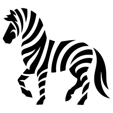 Çarpıcı bir soyut zebra illüstrasyonunu kalın siyah beyaz vektör stilinde keşfedin. Bu minimalist ve sanatsal zebra tasarımı zarif, stilize çizgiler içerir, yaratıcı projeler, duvar sanatı ve modern tasarım unsurları için mükemmeldir. Kullanım için ideal 