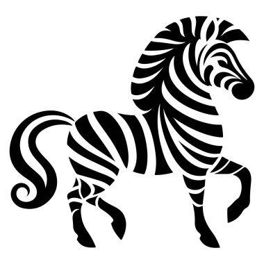 Çarpıcı bir soyut zebra illüstrasyonunu kalın siyah beyaz vektör stilinde keşfedin. Bu minimalist ve sanatsal zebra tasarımı zarif, stilize çizgiler içerir, yaratıcı projeler, duvar sanatı ve modern tasarım unsurları için mükemmeldir. Kullanım için ideal 