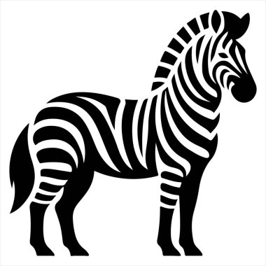 Discover a striking abstract zebra illustration in bold black and white vector style. This minimalistic and artistic zebra design features sleek, stylized stripes, perfect for creative projects, wall art, and modern design elements. Ideal for use in  clipart