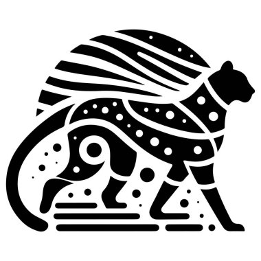 Bu minimalist vektör illüstrasyonunda ay ışığında yıldızlı bir gökyüzüne karşı dizilmiş bir çita silueti yer alıyor. Vahşi yaşam temalı tasarımlar, modern dekor ve doğa esinlenilmiş sanat eserleri için mükemmel. Dijital ve yazdırma projeleri için ideal