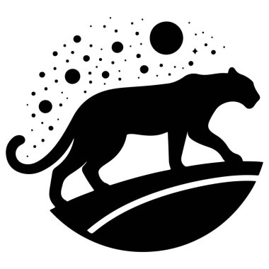 This minimalist leopard silhouette vector captures the grace and elegance of the wild cat in a simple, bold design. Perfect for use in logos, t shirt designs, digital art, and other creative projects, this vector art is clean and versatile. Its sleek clipart