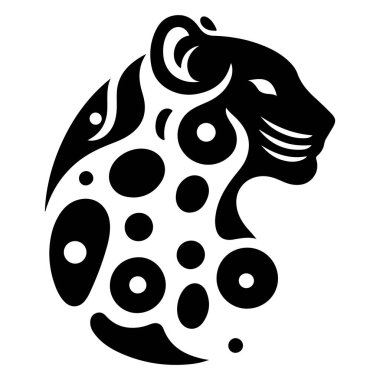 Discover this abstract black and white silhouette of a leopard head, adorned with unique dotted and wavy patterns that create a modern tribal look. Perfect for art lovers, tattoo ideas, and those drawn to wildlife inspired designs with a minimalist a clipart