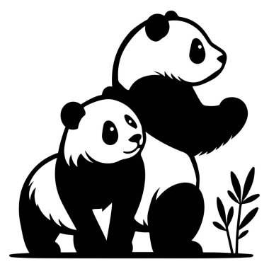 Bu büyüleyici siyah beyaz resimde biri ayakta diğeri yanında oturan iki panda var. Oturan panda içerik ifadesiyle yukarı bakarken, ayakta duran panda uzaklığa bakıyor gibi görünüyor. Sersem.