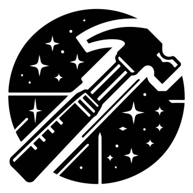 Simple And Unique Hammer Icon with Star and Circle clipart