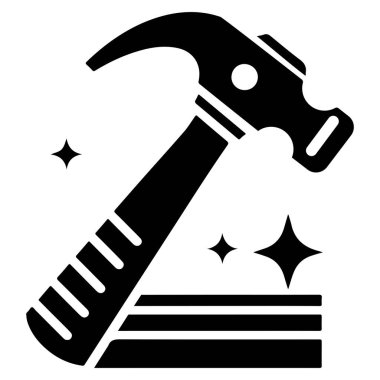 Black Hammer Creative Icon with Wood and Stars clipart