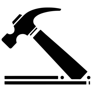 Siyah Çekiç Simgesi Tahtaya Vuruyor