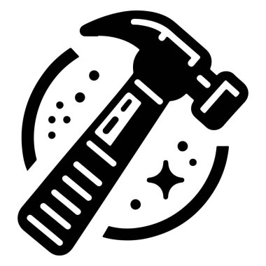 Black Hammer Minimalist Icon with Circle and Stars clipart