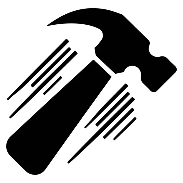 Bu vektör grafiğinde üzerinde çiviler uçuşan siyah bir çekiç simgesi var. İnşaatı, marangozluğu ve ahşap işçiliğini simgeliyor. Web siteleri, uygulamalar, sunumlar ve diğer dijital projeler için mükemmel.