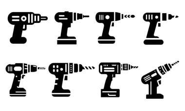 Drill Icons Set On white Background clipart