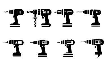 Power Drill Tool Icons Collection clipart