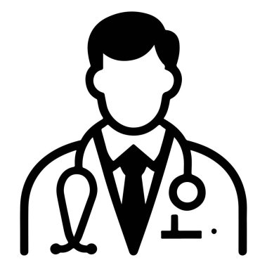 Steteskoplu bir erkek doktorun portresi. Tıp alanındaki sağlık ve profesyonelliği simgeliyor. Sağlıkla ilgili tasarım projeleri için ideal.