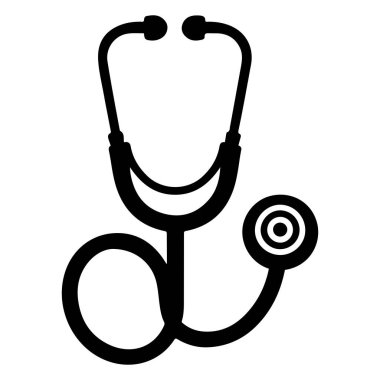 Minimalist bir steteskop ikonu, tıbbi ekipmanları ve sağlık hizmetlerini sembolize ediyor. Sağlık ve tıbbi temalı projelerde kullanmak için mükemmel.