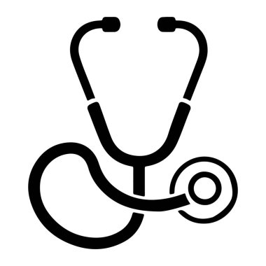 Tıbbi ekipmanları temsil eden, sağlık ve tıbbi tasarım projeleri için ideal bir steteskobun minimalist simgesi.