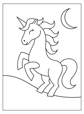Çocuklar için şirin tek boynuzlu at boyama sayfası