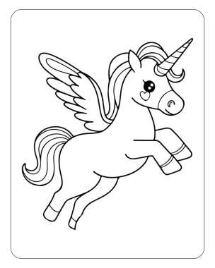 Cute Unicorn line art vector on white background. unicorn illustration for coloring page. clipart